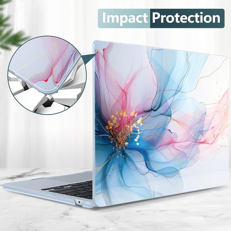 DONGKE for M4 MacBook Air 13.6 Inch Case 2025 2024 2023 2022 Model A3240 A3113 A2681 M3 M2 Chip, Plastic Hard Shell Case Cover with Touch ID for MacBook Air 13 Inch M4 - Soft Flowing Colors - Image 5